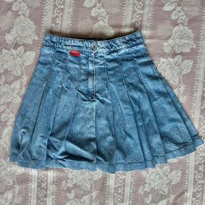 Angelic Blue Denim Pleated Skirt